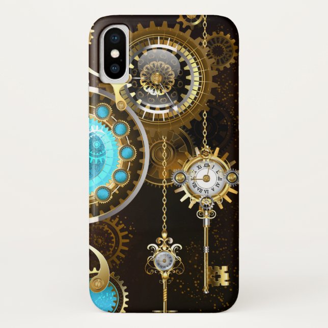 Steampunk Rusty Background with Turquoise Lenses Case-Mate iPhone Case (Back)