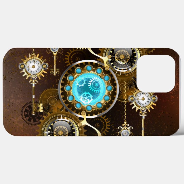 Steampunk Rusty Background with Turquoise Lenses Case-Mate iPhone Case (Back (Horizontal))