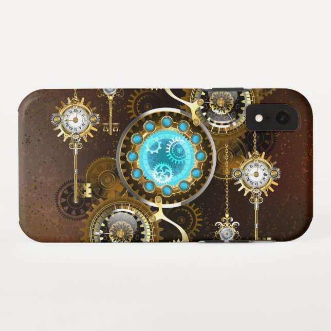 Steampunk Rusty Background with Turquoise Lenses Case-Mate iPhone Case (Back (Horizontal))