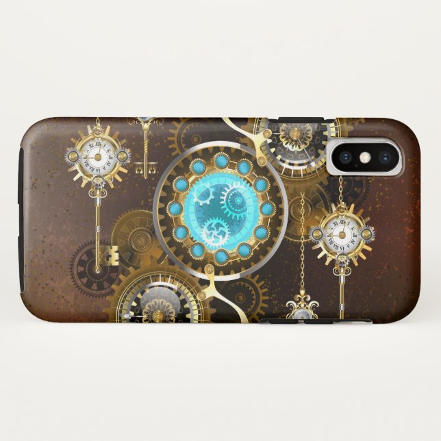 Steampunk Rusty Background with Turquoise Lenses Case-Mate iPhone Case (Back (Horizontal))