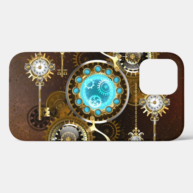 Steampunk Rusty Background with Turquoise Lenses Case-Mate iPhone Case (Back (Horizontal))