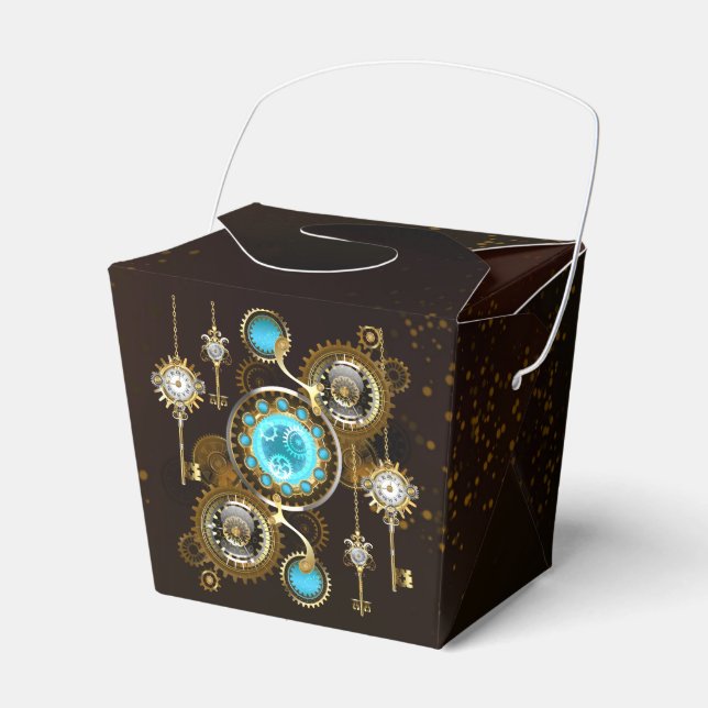 Steampunk Rusty Background with Turquoise Lenses Favour Box (Front Side)