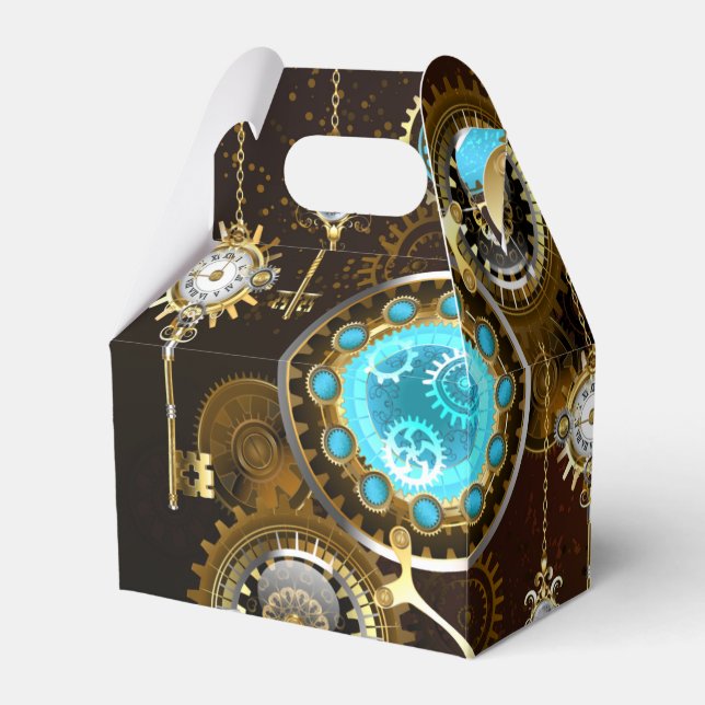 Steampunk Rusty Background with Turquoise Lenses Favour Box (Front Side)