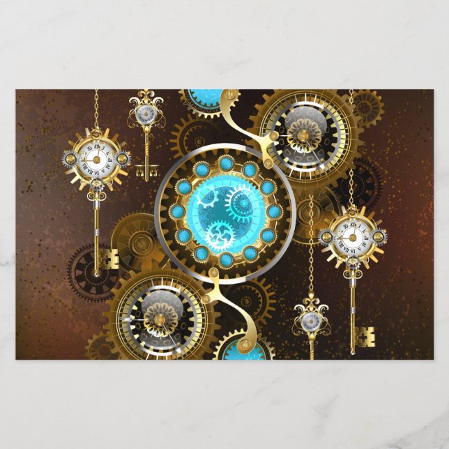 Steampunk Rusty Background with Turquoise Lenses Flyer (Front)