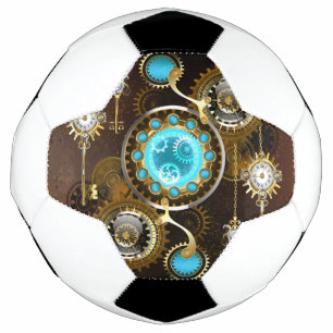 Steampunk Rusty Background with Turquoise Lenses Football