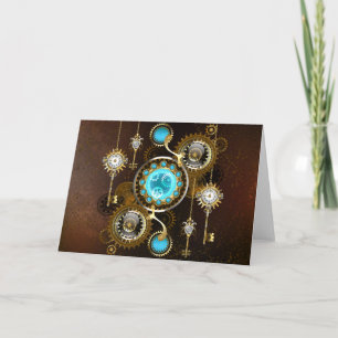 Steampunk Rusty Background with Turquoise Lenses Invitation