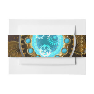 Steampunk Rusty Background with Turquoise Lenses Invitation Belly Band