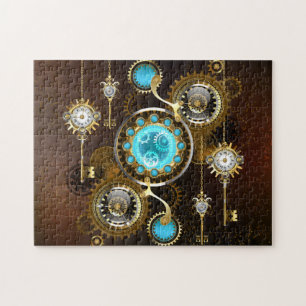 Steampunk Rusty Background with Turquoise Lenses Jigsaw Puzzle