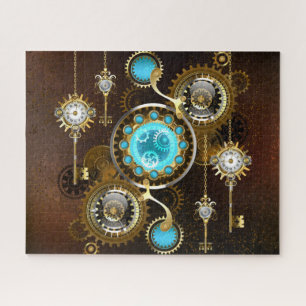Steampunk Rusty Background with Turquoise Lenses Jigsaw Puzzle