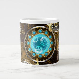 Steampunk Rusty Background with Turquoise Lenses Large Coffee Mug