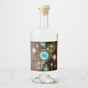 Steampunk Rusty Background with Turquoise Lenses Liquor Bottle Label