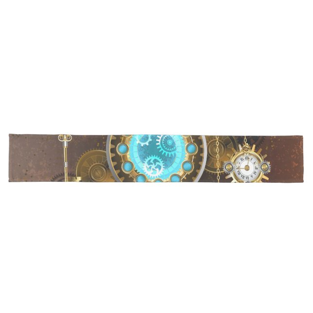 Steampunk Rusty Background with Turquoise Lenses Long Table Runner (Horizontal)