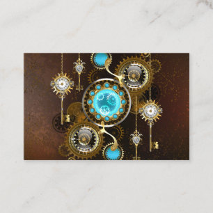 Steampunk Rusty Background with Turquoise Lenses Loyalty Card