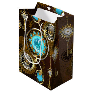 Steampunk Rusty Background with Turquoise Lenses Medium Gift Bag