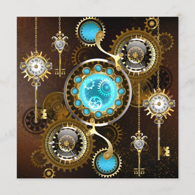 Steampunk Rusty Background with Turquoise Lenses Menu (Front)