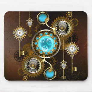 Steampunk Rusty Background with Turquoise Lenses Mouse Mat