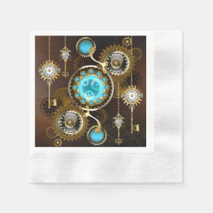 Steampunk Rusty Background with Turquoise Lenses Napkin