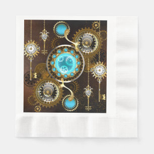 Steampunk Rusty Background with Turquoise Lenses Napkin