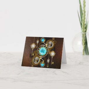 Steampunk Rusty Background with Turquoise Lenses Note Card