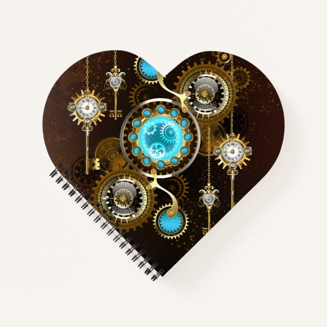 Steampunk Rusty Background with Turquoise Lenses Notebook (Front)