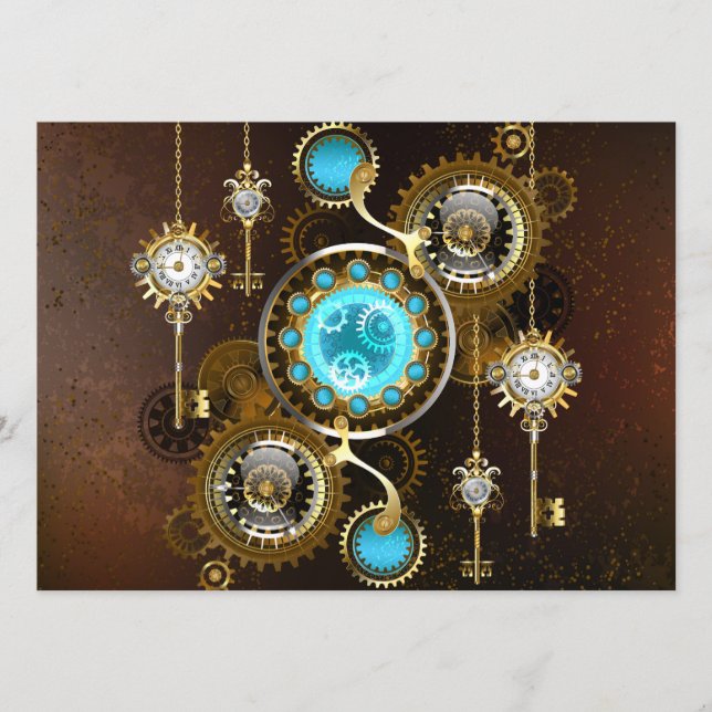 Steampunk Rusty Background with Turquoise Lenses Programme (Front)