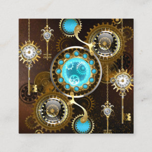 Steampunk Rusty Background with Turquoise Lenses Referral Card