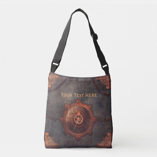 Steampunk Rusty Clock Crossbody Bag (Front)