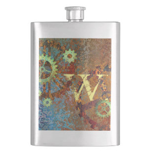 Steampunk Rusty Clockwork Gears Hip Flask