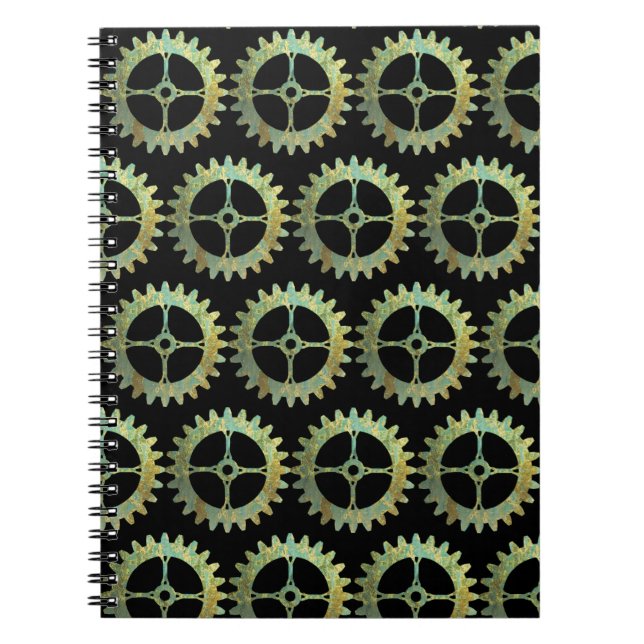 Steampunk Rusty Clockwork Gears  Notebook (Front)
