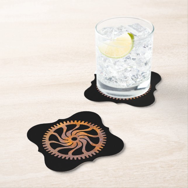 Steampunk Rusty Gear IV Paper Coaster (Insitu)