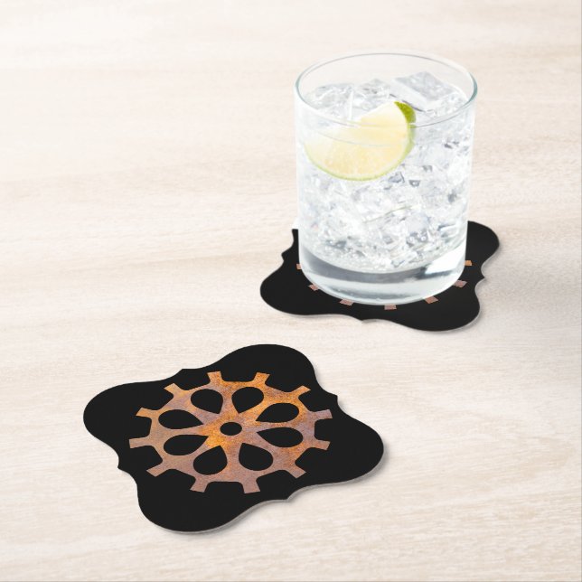 Steampunk Rusty Gear V Paper Coaster (Insitu)