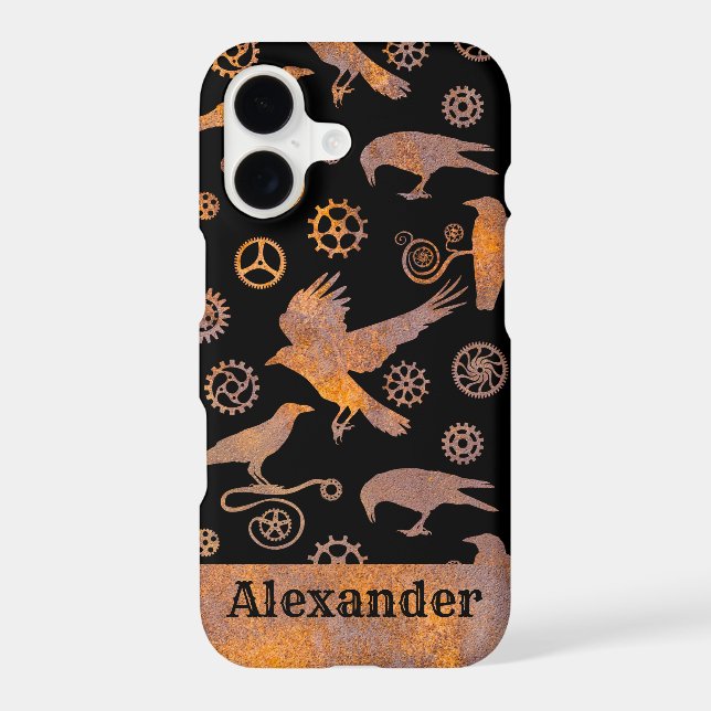 Steampunk Rusty Gears and Crows Custom Name (Back)