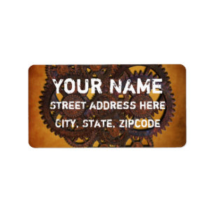 Steampunk Rusty Gears Label