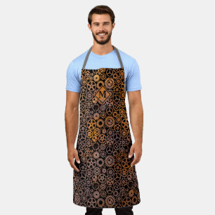 Steampunk Rusty Gears Monogram Apron