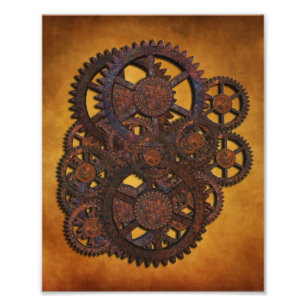 Steampunk Rusty Gears Photo Print