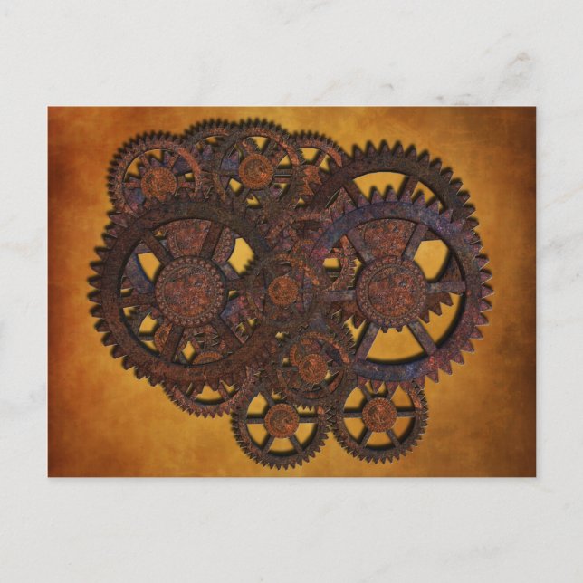 Steampunk Rusty Gears Postcard (Front)