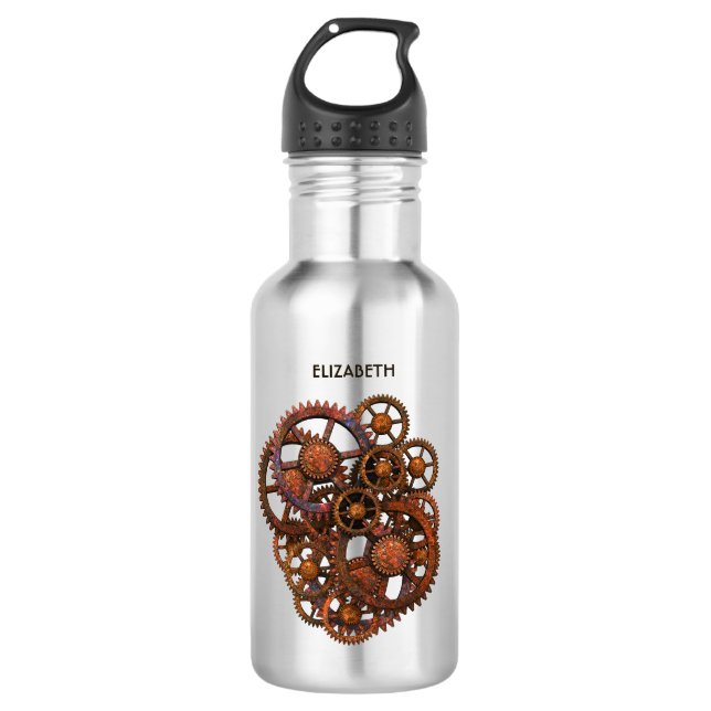 Steampunk Rusty Metal Gears With Shadows 532 Ml Water Bottle (Front)