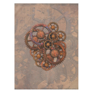 Steampunk Rusty Metal Gears With Shadows Tablecloth