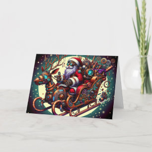 Steampunk Santa Claus Christmas Holiday Card