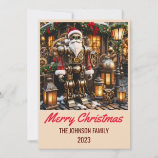 Steampunk Santa Claus - Merry Christmas Holiday Card