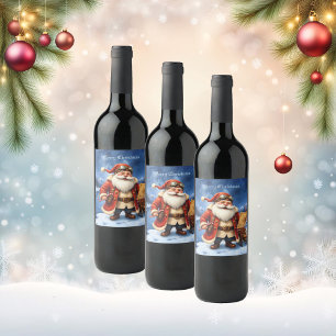 Steampunk Santa Claus – Vintage Christmas Adventur Wine Label