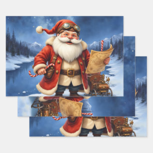 Steampunk Santa Claus – Vintage Christmas Adventur Wrapping Paper Sheet