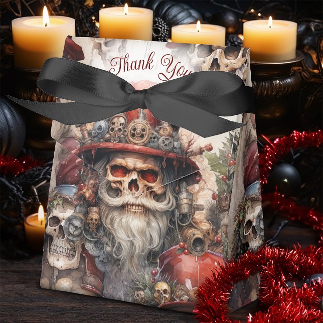 Steampunk Santa Skull Red Top Hat Gothmas Gothic Favour Box (Stir up some santa fun with this Steampunk Santa Favor Box, perfect if you love a bit of the Spooky!)