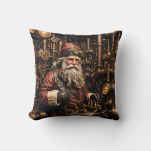 Steampunk Santa Throw Pillow