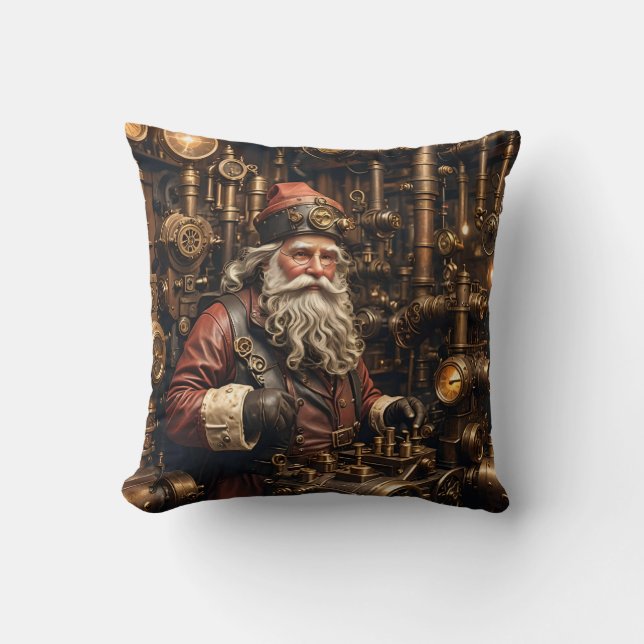Steampunk Santa Throw Pillow (Front)