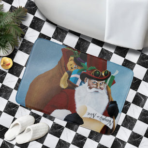 Steampunk Santa Victorian Christmas Fantasy Art Bath Mat