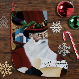 Steampunk Santa Victorian Christmas Fantasy Art Small Christmas Stocking