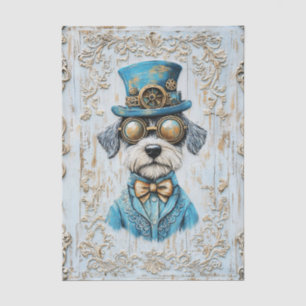 Steampunk Schnauzer Dog, Blue Suit EL7L Decoupage Tissue Paper