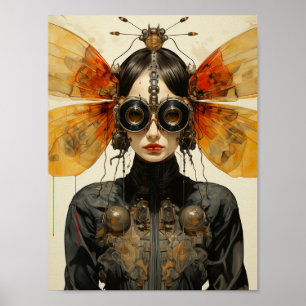 Steampunk Scifi Insect Woman Poster