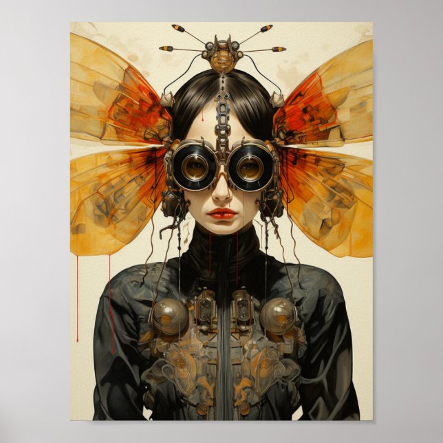Steampunk Scifi Insect Woman Poster (Front)